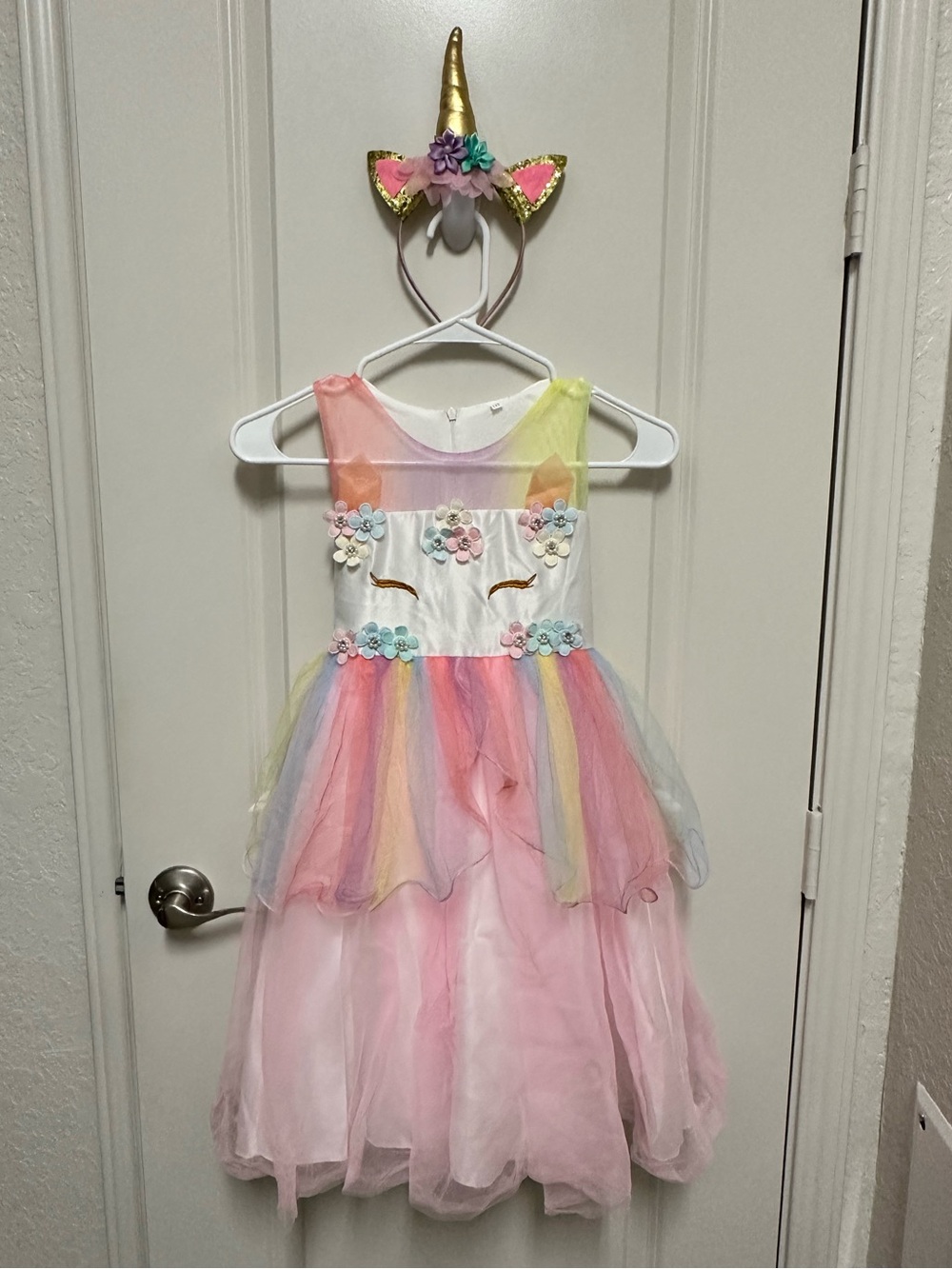 Boutique Girls Rainbow Unicorn Princess Dress Set with Headband Size 8/10 (140)